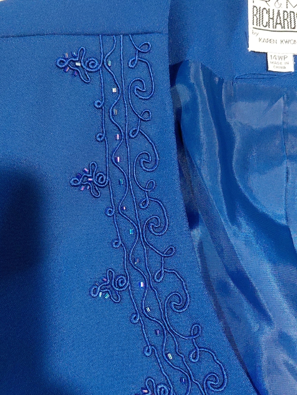 R & M Richards Royal Blue Embellished V-Neck Blazer - Picture 6 of 6